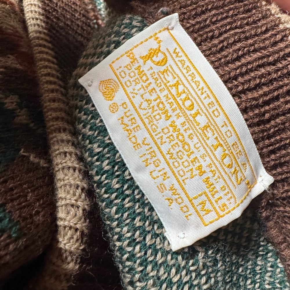 Vintage Cottagecore Floral Virgin Wool Cardigan M Brown Grandma Sweater Flawed - Picture 3 of 14